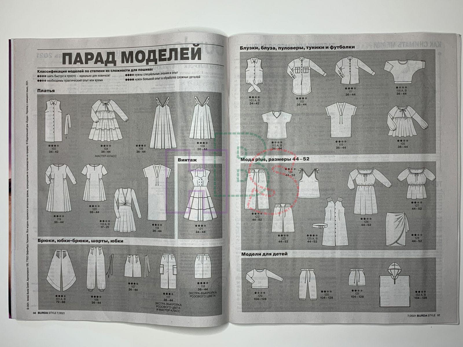 Бурда 7 2021 технические рисунки